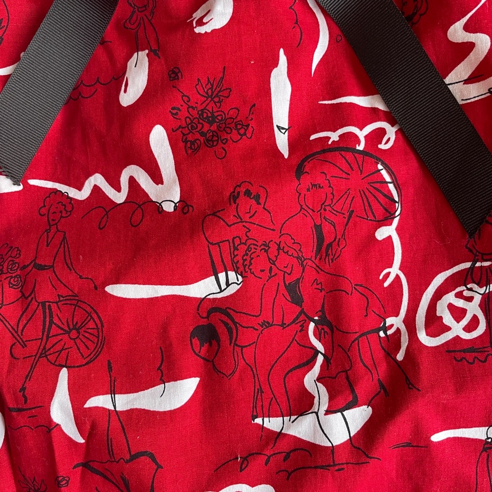 NYC Red and Black Abstract A-Line Skirt - Picture 5 of 5